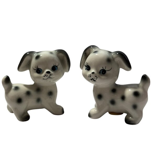 Vintage Anthropomorphic Dalmatian Puppy Salt & Pepper Shakers Spotted Dogs Japan - Picture 1 of 9